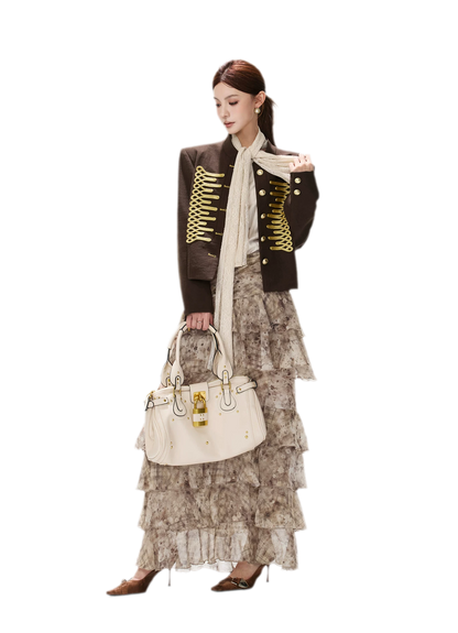 Textured Cropped Stand-Collar Jacket