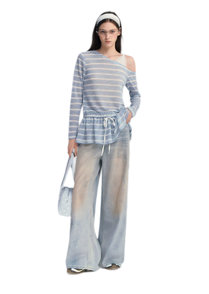 Sequin Wide-Leg Jeans