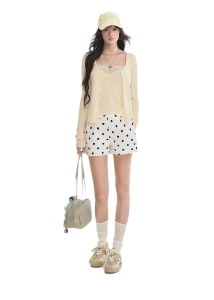 Lace Trim Knitwear Set