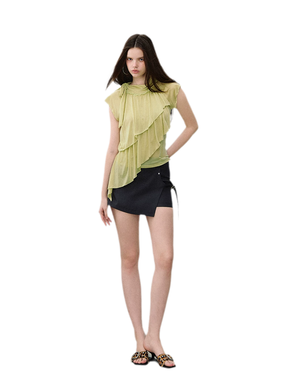 Asymmetric Wrap Mini Skirt