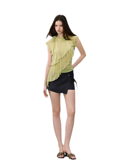 Asymmetric Wrap Mini Skirt