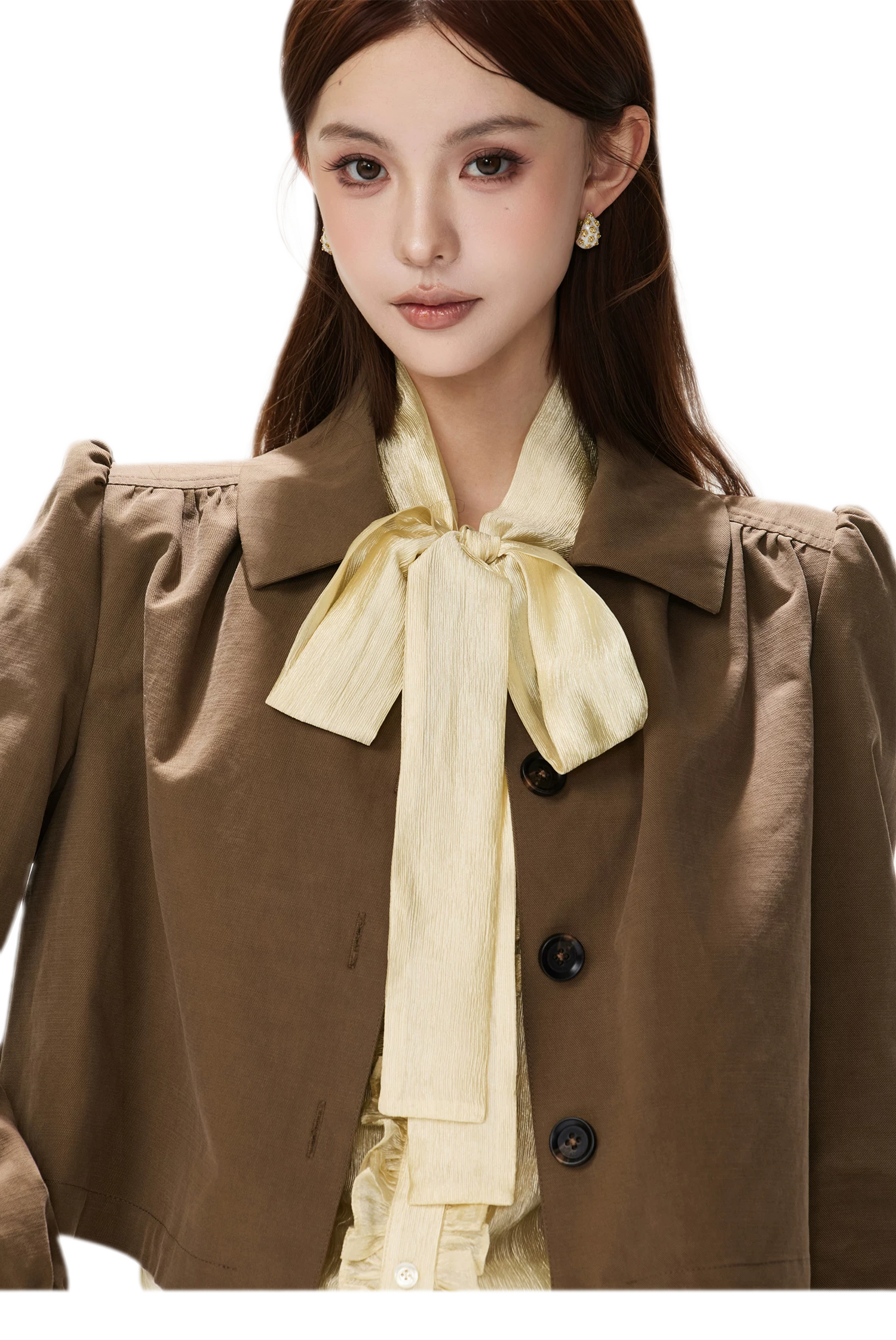 Vintage Puff Sleeve Cropped Jacket