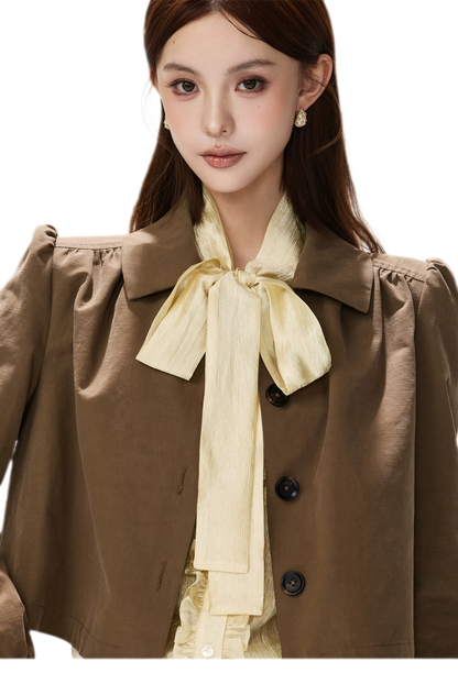 Vintage Puff Sleeve Cropped Jacket