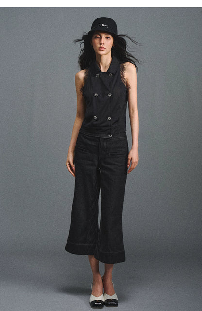 Detachable Cape Chiffon Blouse with Lace Detail