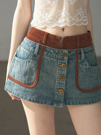 Washed Denim Jacket Skirt Set