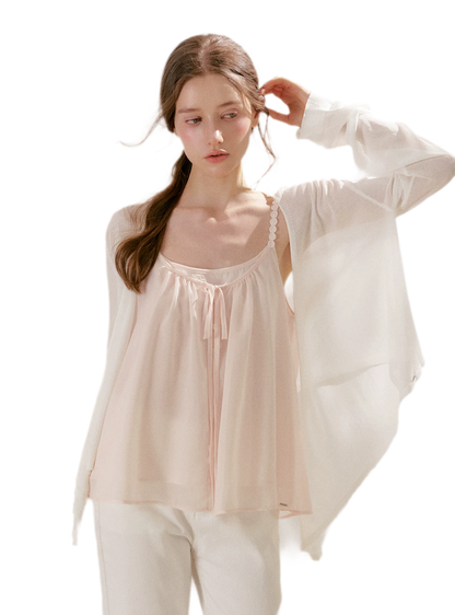 French Holiday Chiffon Top