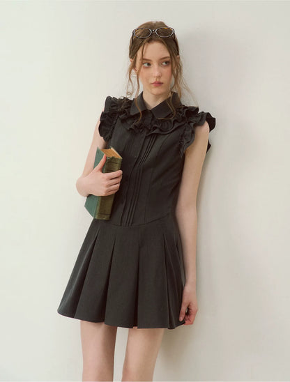 Pintuck Ruffle Dress