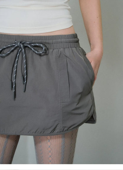 Nylon A-Line Mini Skirt
