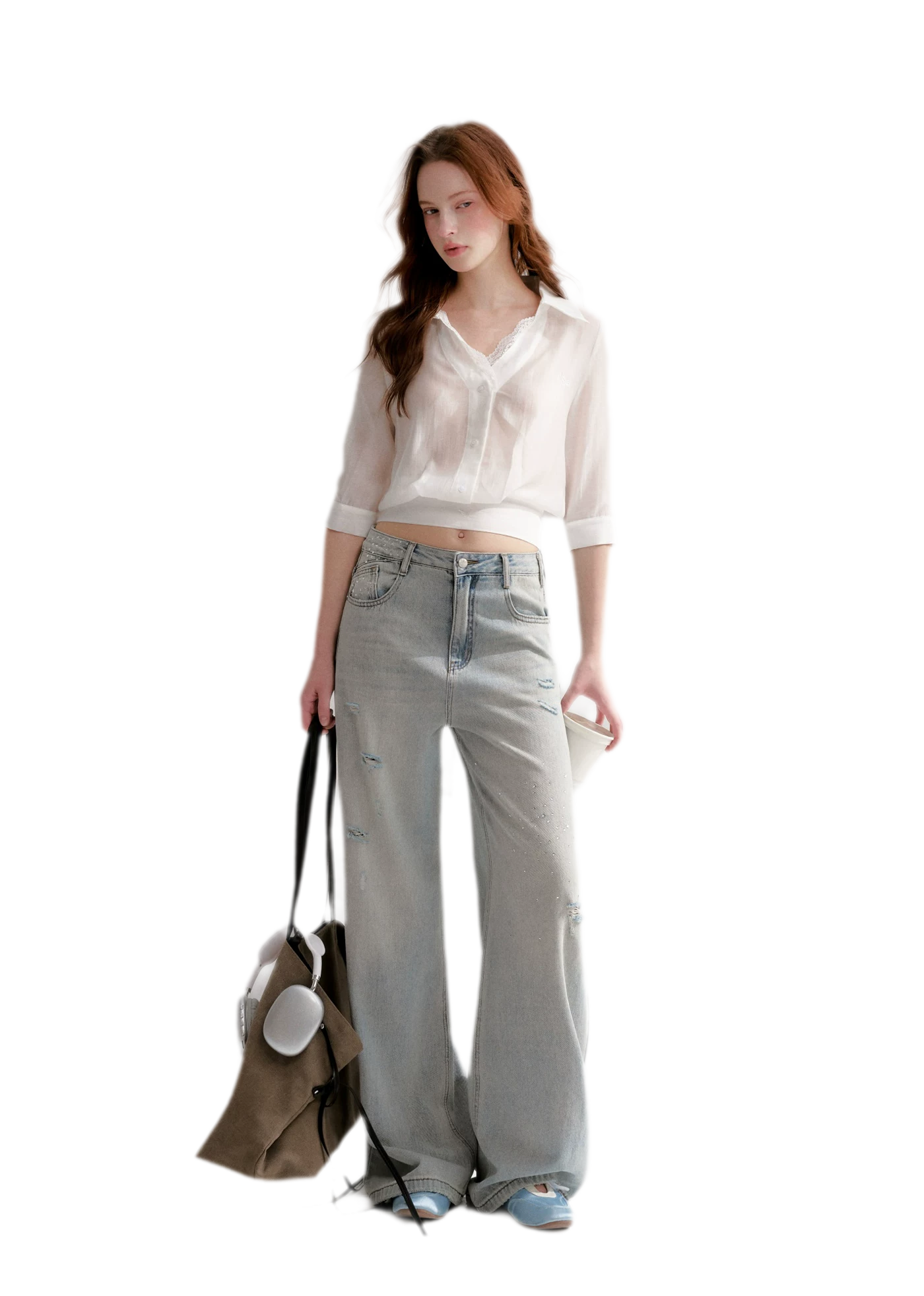 Washed Rhinestone Jeans