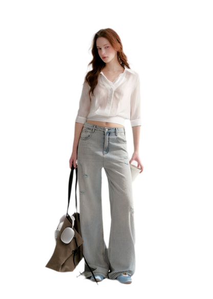 Washed Rhinestone Jeans