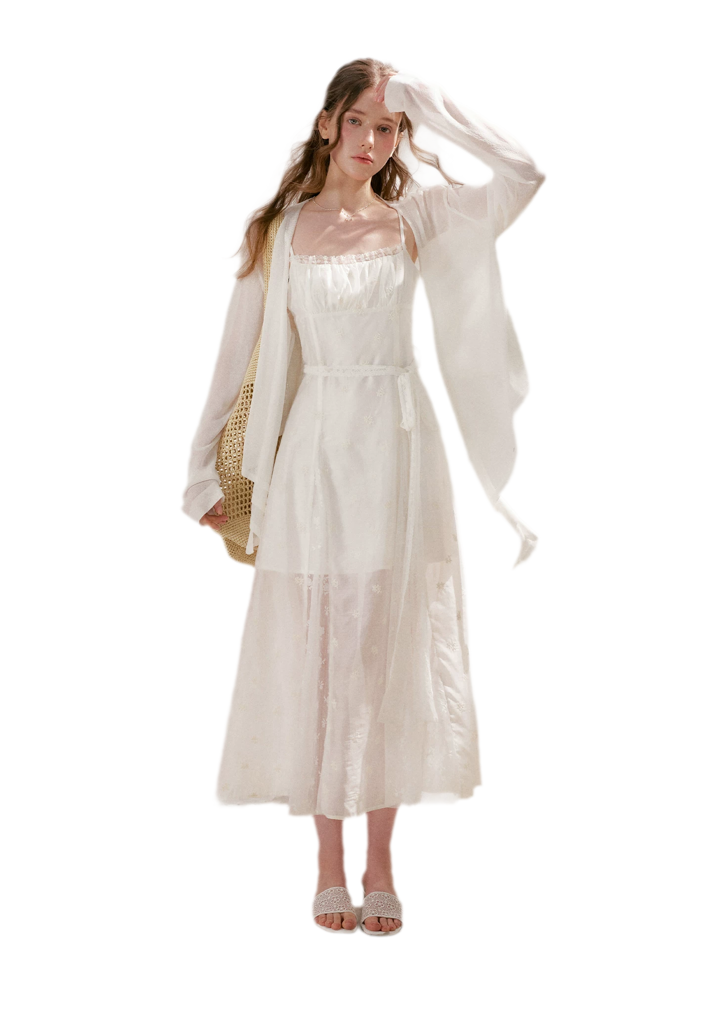 French Embroidered A-line Dress