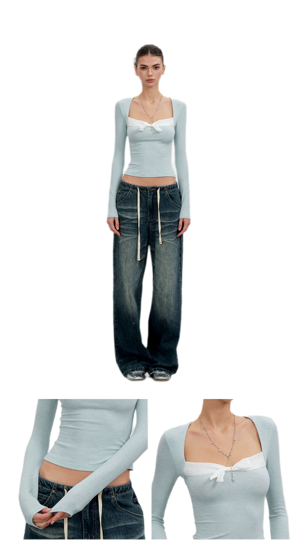 Square Neck Bow Top