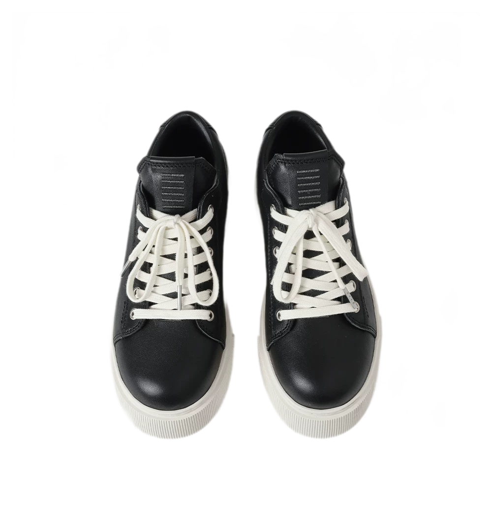 Sculptural Leather Thick-Soled Sneakers