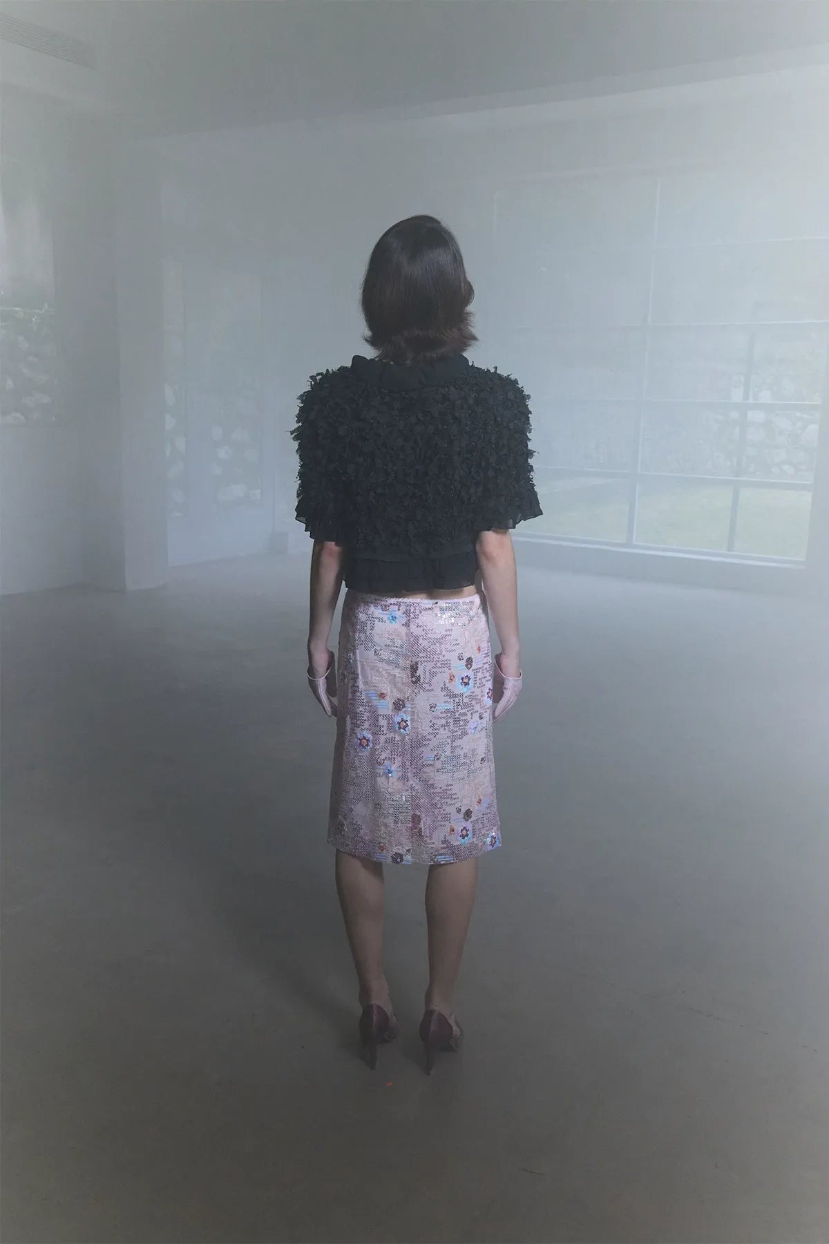 Sequined Drawstring Midi Skirt