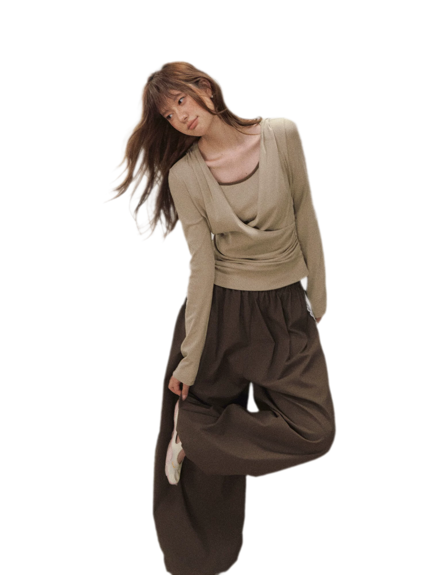 Cross Hooded Long Sleeve Top
