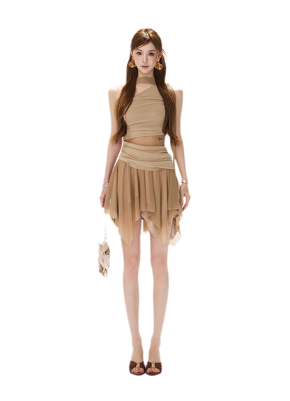 Mesh Drape Mini Dress