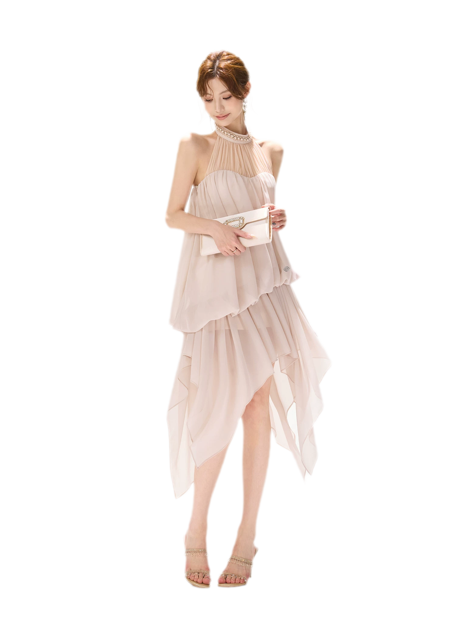 CYNR Pearl Halter Midi Dress – view 12