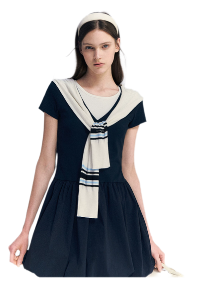 Contrast Trim Bubble Dress