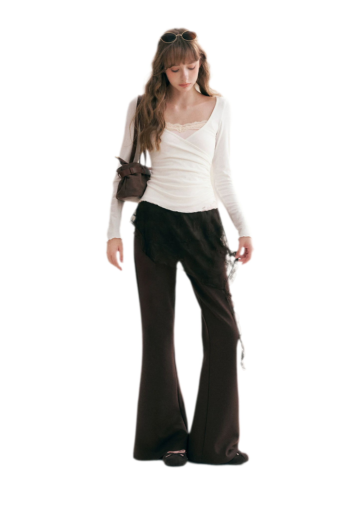Lace Crossover Slim T-Shirt