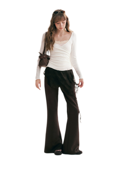 Lace Crossover Slim T-Shirt