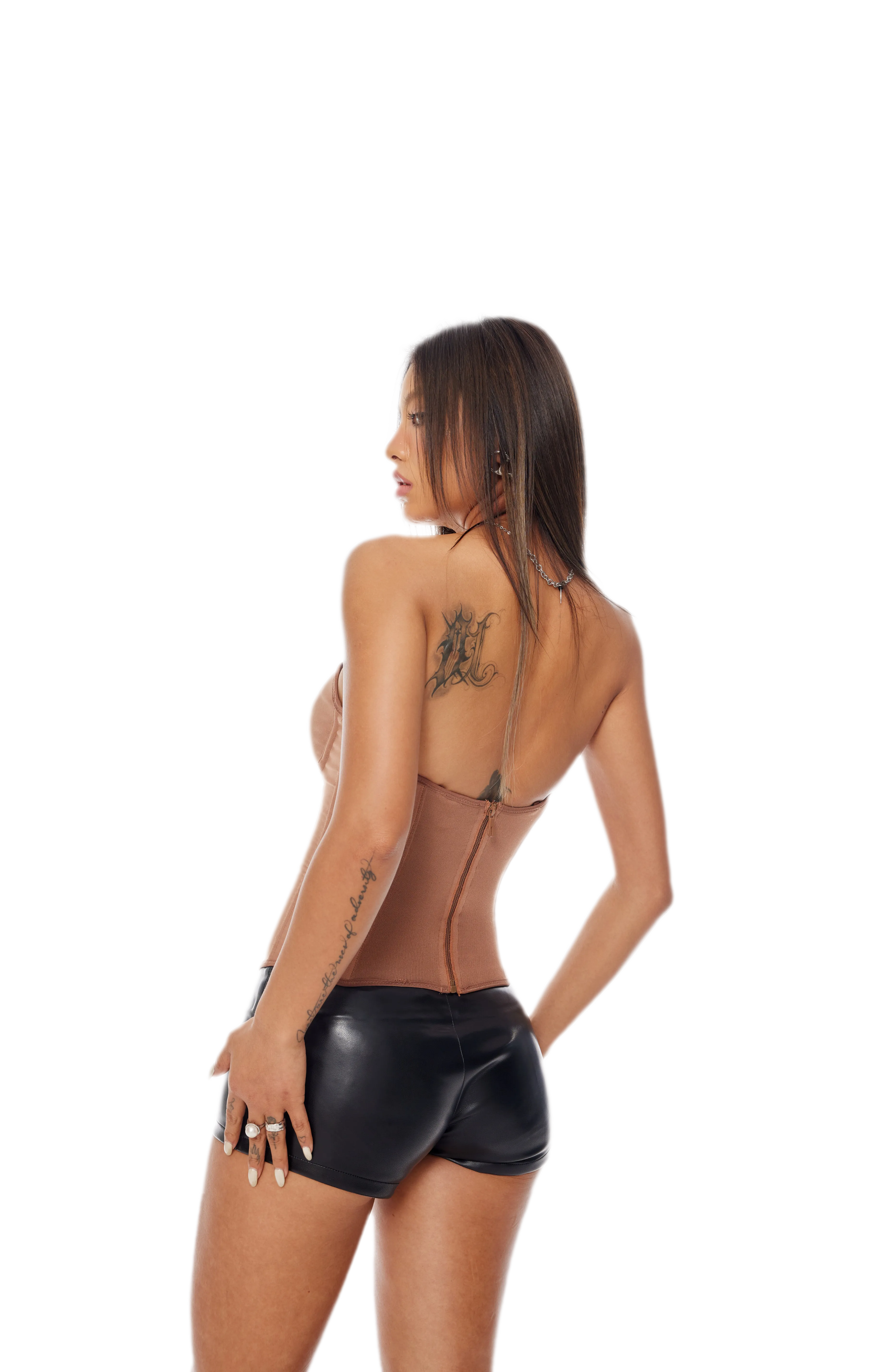 Leather-Look Low-Rise Shorts