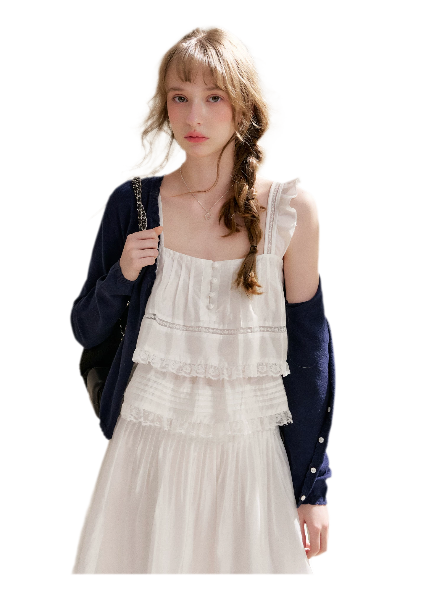 Lace Edge Camisole and Skirt Set