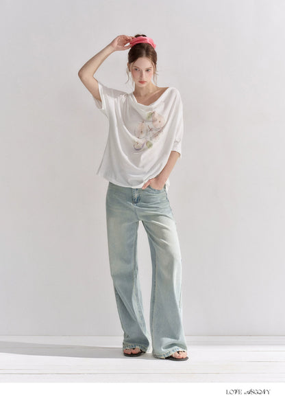 Starry Crystal Wide-Leg High-Waist Jeans