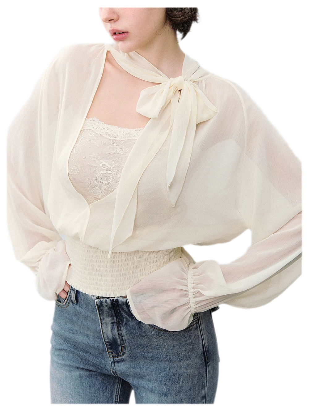 Reversible Chiffon Tie Blouse