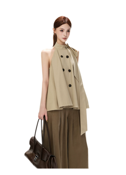 Twill Asymmetric Halter Top