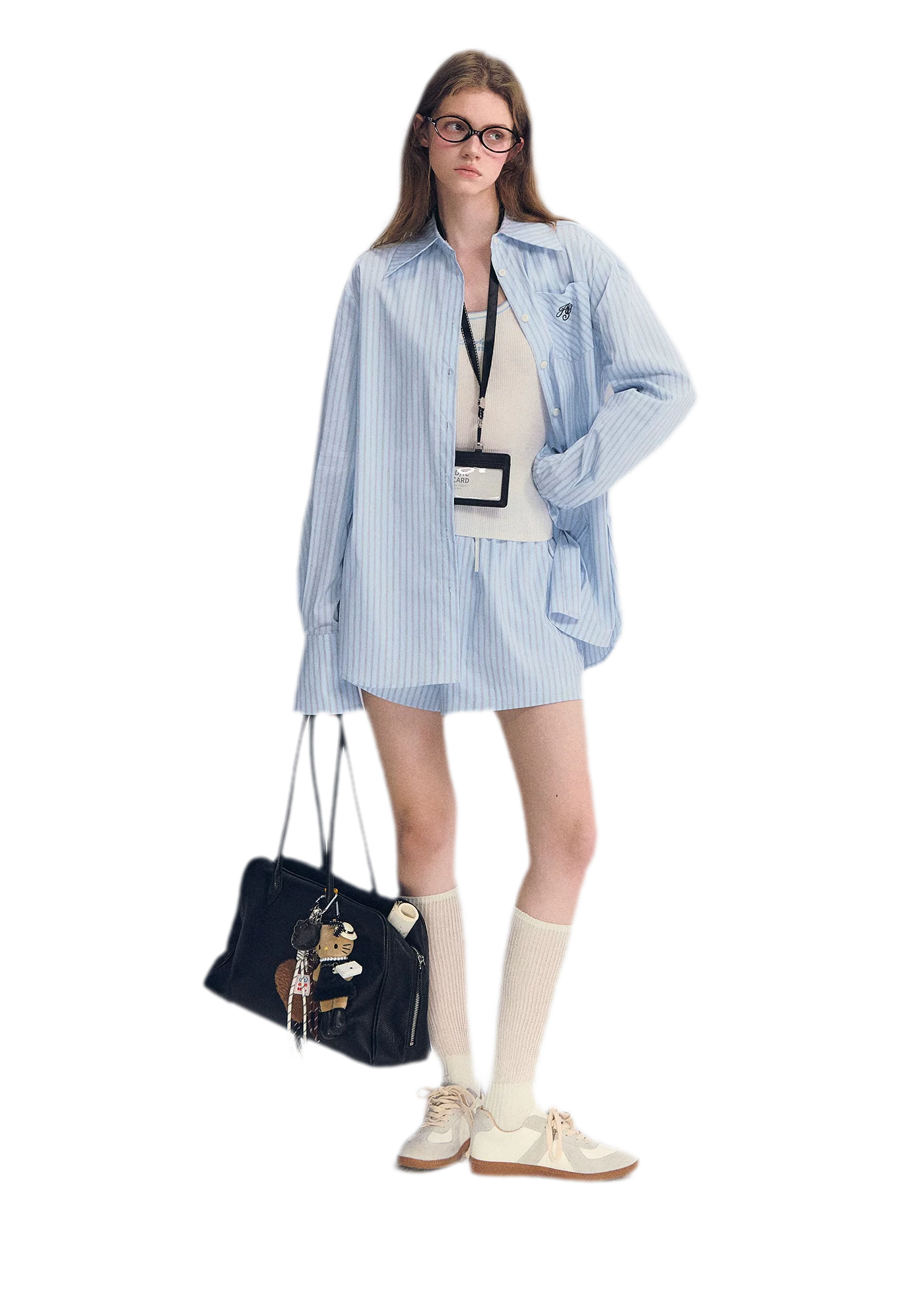 Striped Embroidered Shirt Set
