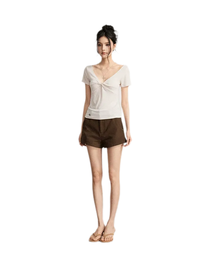 V-Neck Ruched Summer Top