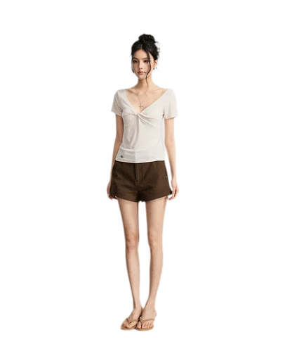 V-Neck Ruched Summer Top