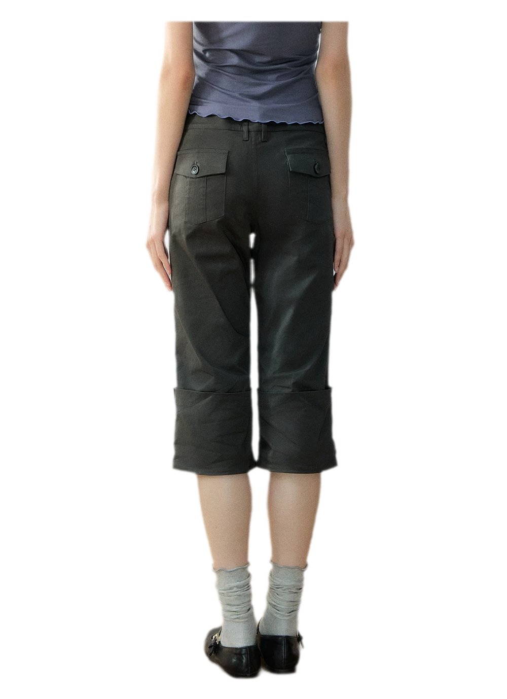 Vintage Turn-Up Cropped Pants