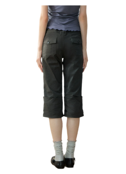 Vintage Turn-Up Cropped Pants