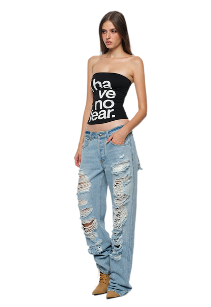 Frayed Straight-Leg Jeans