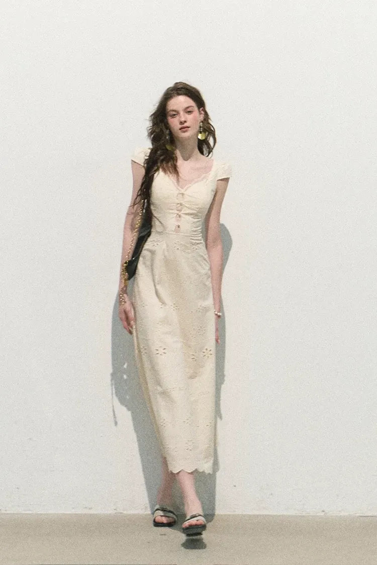 Broderie Lace Midi Dress