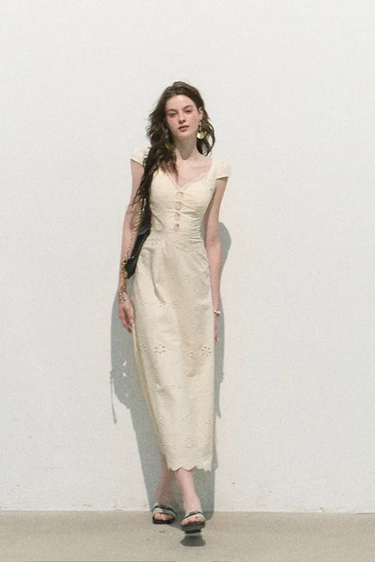 Broderie Lace Midi Dress