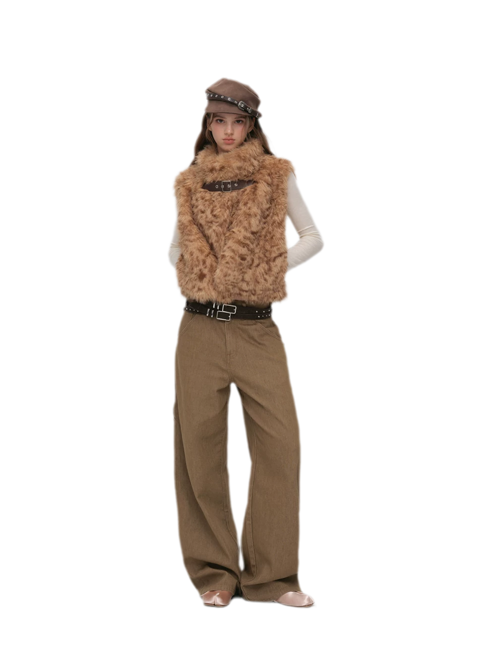 Detachable Sleeve Faux Fur Vest