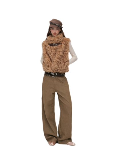 Detachable Sleeve Faux Fur Vest