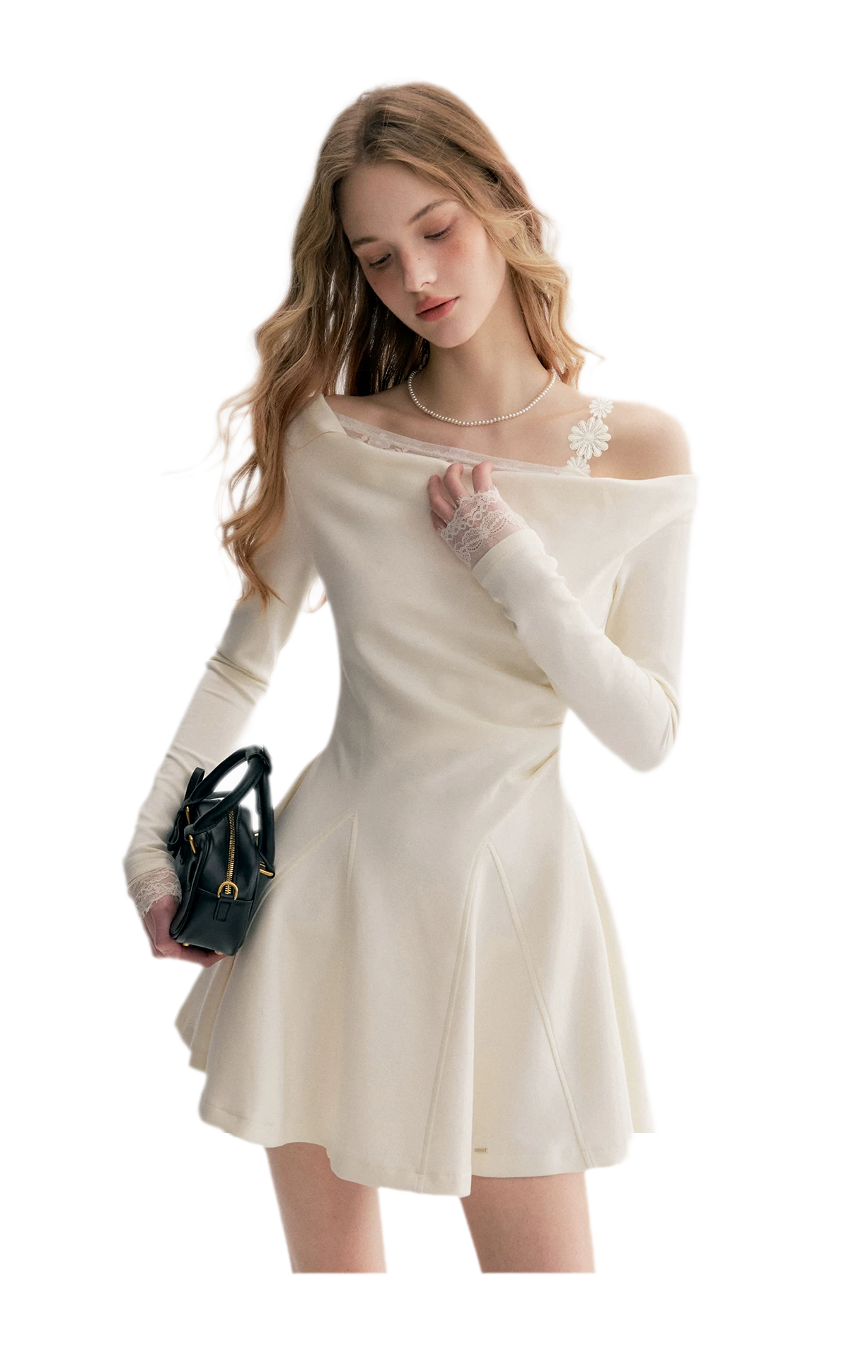 Daisy Lace One-Shoulder Dress