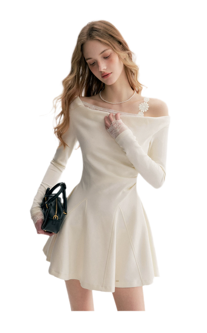 Daisy Lace One-Shoulder Dress