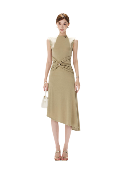Twist Waist Asymmetric Dress