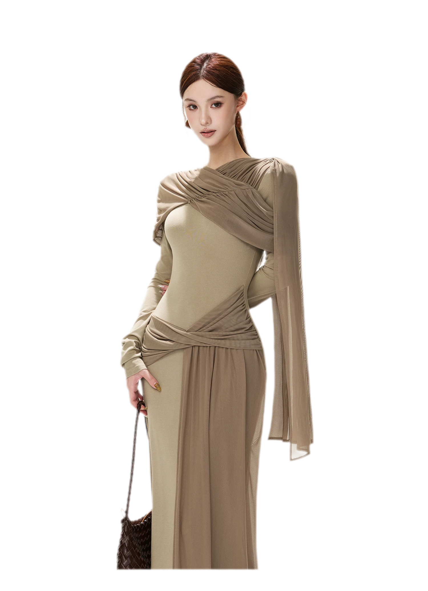Contrast Sash Mermaid Knit Dress