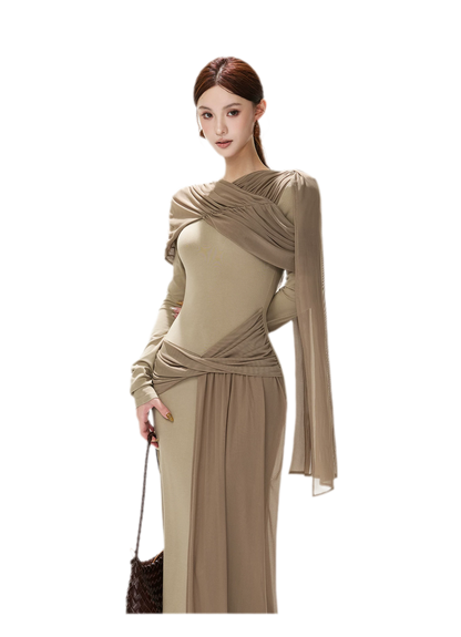 Contrast Sash Mermaid Knit Dress