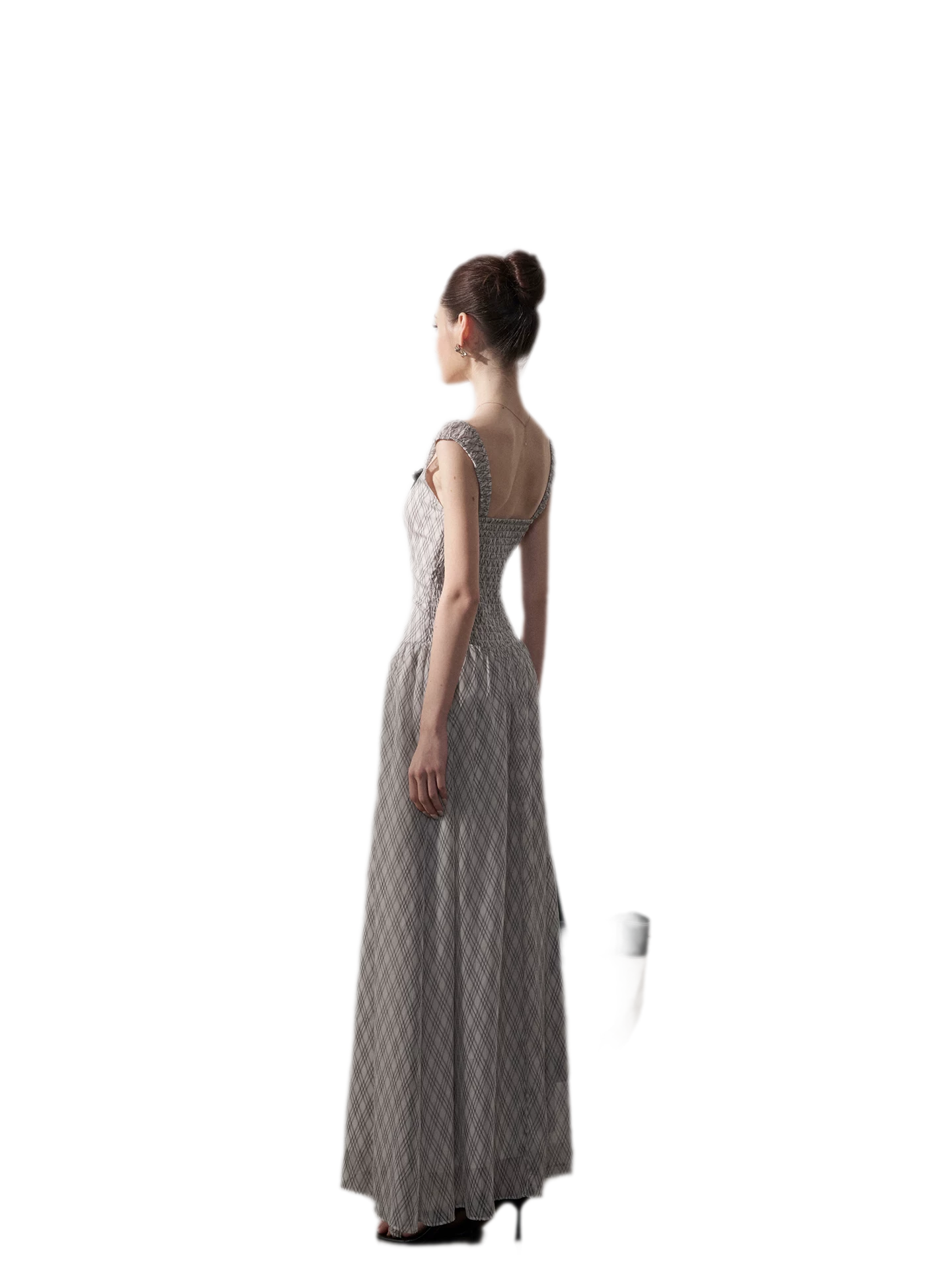 Plaid Tie-Front Maxi Dress