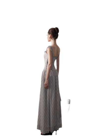 Plaid Tie-Front Maxi Dress