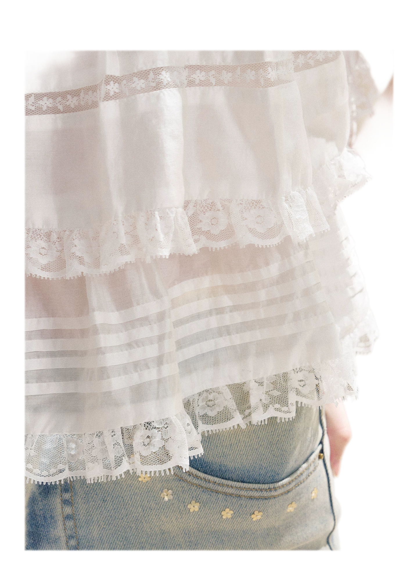 Five-Petal Sequin Flare Jeans
