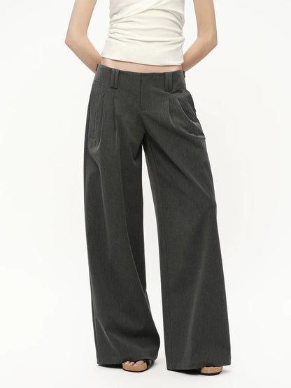 Gray Wide Leg Suit Pants