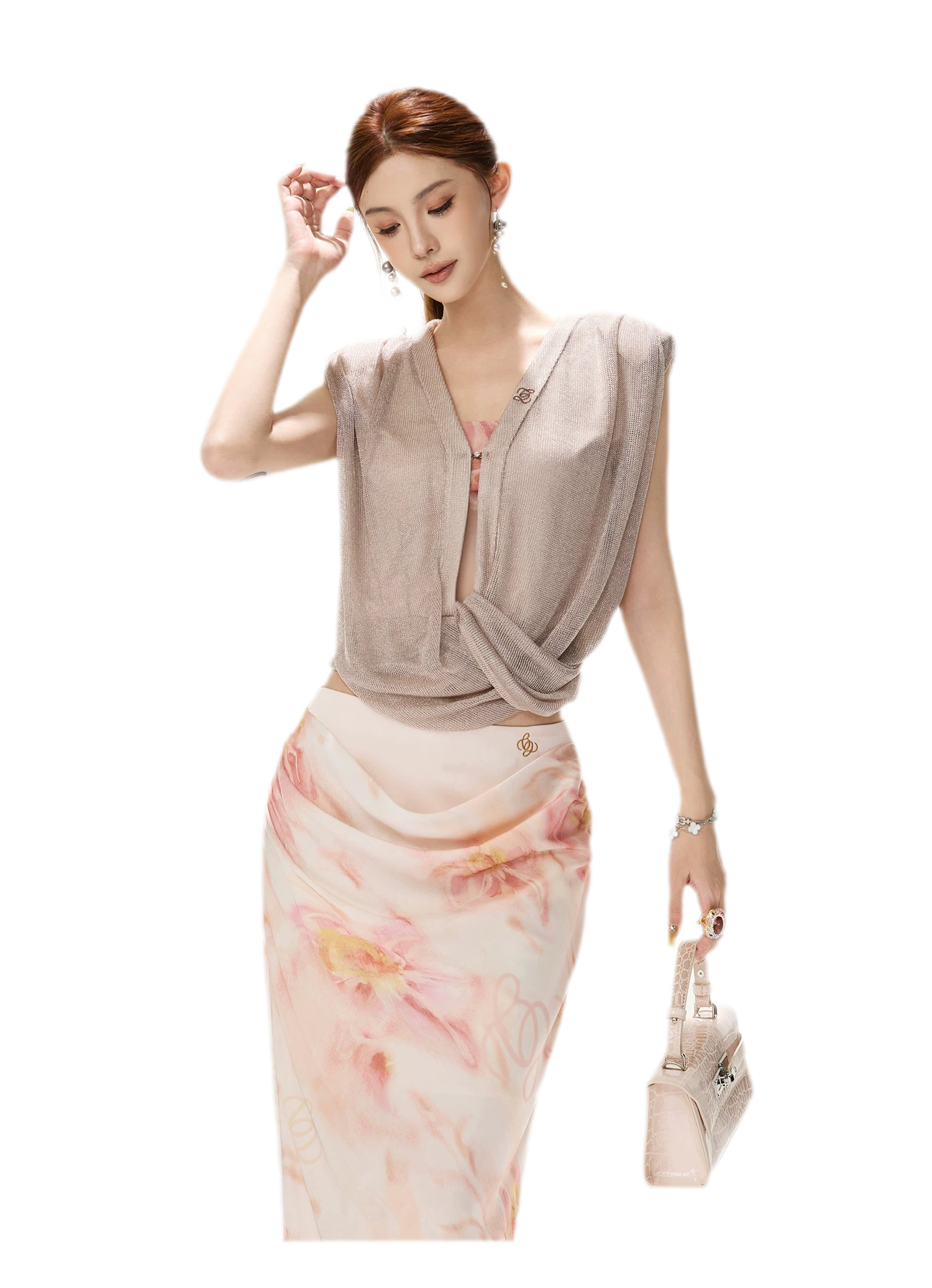 Floral Satin Mermaid Skirt