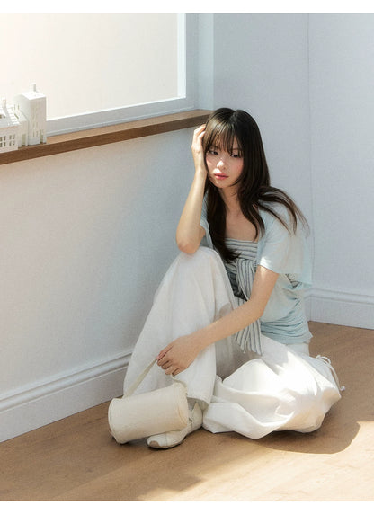 Original Lyocell Batwing Sleeve Top &amp; Bustier Set